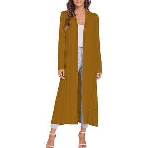 Long Open Front Women's Cardigan Sweater - nutmeg